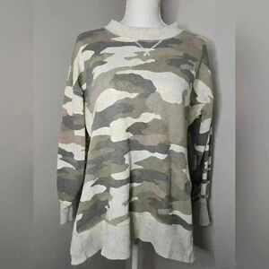 Aerie Camo Long Sleeve Pullover Sweatshirt Oversized Lagenlook